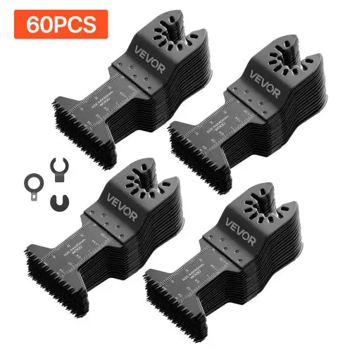 VEVOR 60-delige multitool zaagbladenset, oscillerende zaagbladen met Japanse tanden, accessoires voor oscillerende gereedschappen voor hout, kunststof en PVC, multitool accessoires voor Bosch, Fein, Dewalt, Milwaukee en Craftsman