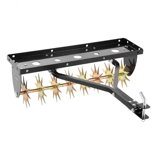 VEVOR gazonbeluchter voor zitmaaiers, 82 cm, beluchter voor gazons met een werkdiepte van 5 cm, draagvermogen 45 kg, staal, voor zitmaaiers, gazonverzorging voor verdichte grond, tuin, erf, zwart