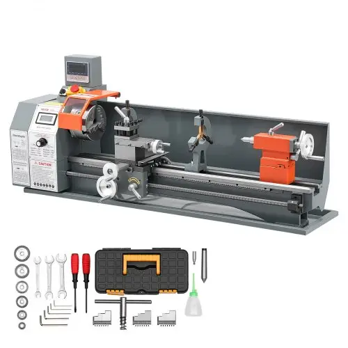 VEVOR Metaaldraaibank 254 x 762 mm 1100 W Tafeldraaibank 3000 tpm voor draaien, boren, draadsnijden en kartelen, met lineaire schaalverdeling, digitaal display, omkeerbare draaiing en metalen tandwielen.