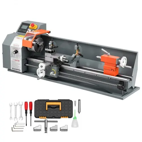 VEVOR Metaaldraaibank 220 x 762 mm 1100 W Tafeldraaibank 0–2500 tpm voor precisiemetaalbewerking, draaien en draadsnijden, met semi-automatisch besturingssysteem en borstelloze motor