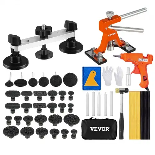 VEVOR 56-delige brug-deuktrekker- en deukreparatieset, inclusief 20 treklipjes en 6 brug-treklipjes, aluminium deukverwijderingsgereedschap voor auto's, koelkasten, enz.
