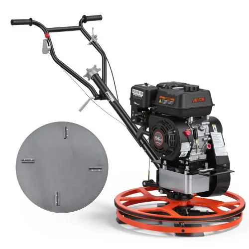 VEVOR Power Trowel 590mm, betontroffel inclusief troffelplaat en 4 bladen, egaliseertroffel met 5,5 pk 4-takt benzinemotor en 0-18° verstelbare bladhoek, 60-125 tpm troffel voor het egaliseren van vloeren op bouwplaatsen.