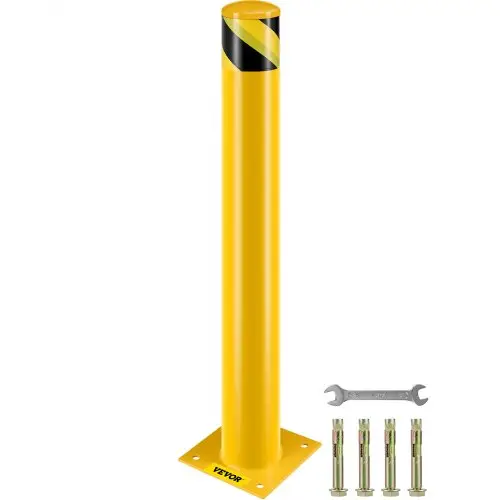 VEVOR 91,4 cm parkeerbeveiligingspaal, parkeerpaal, 20 x 20 cm parkeerpaal, parkeerpaal, verkeersbuispaal, geschikt voor binnen- en buitenparkeerplaatsen