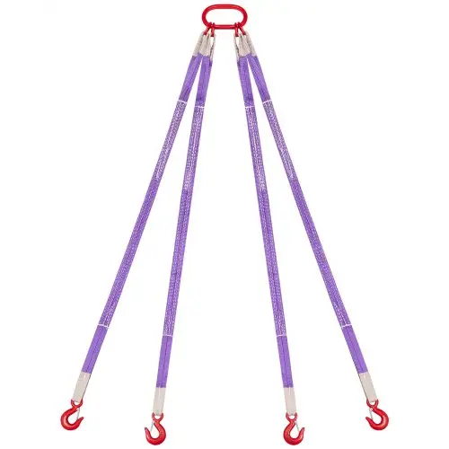 VEVOR 4-strengs polyester hijsband met haak, 3000 kg, 1,5 m lange zware hijsband, verdikte en slijtvaste hijsbanden voor motoren, kranen, takels en vrachtwagens