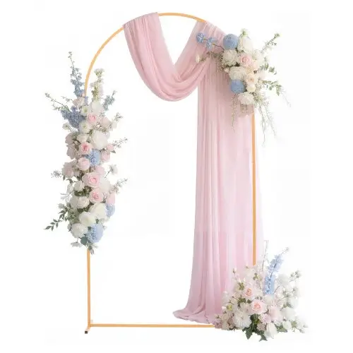 VEVOR Trouwboog, 2,2 x 1,2 m, Achtergrondstandaard, 1 Set Goudkleurige Metalen Boog, Trouwboog, Ballonnenboog voor Bruiloften, Verjaardagsfeesten, Afstudeerfeesten, Vakantie en Ceremoniedecoratie
