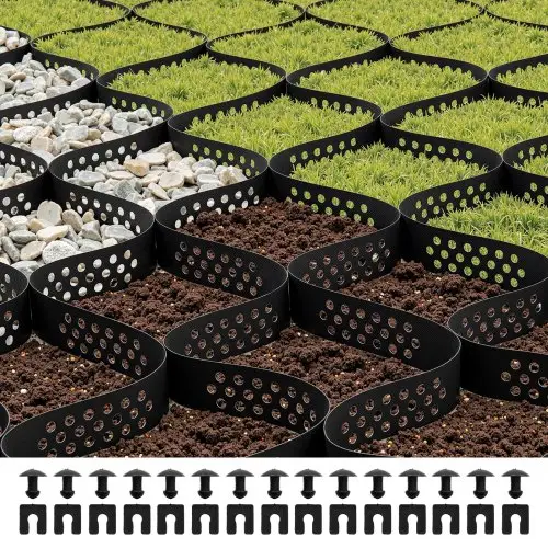 VEVOR Grindrooster, 50 mm diep, gazonrooster 5000 x 1980 mm, grindhoningraat, HDPE honingraatrooster, doorlatend geogrid voor opritstabilisatie, voor tuin, terras, looppad, camperparkeerplaats