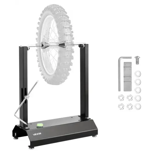 VEVOR Motorfiets Wielbalanceerstandaard, Bandenbalanceermachine, 40 kg draagvermogen, Bandenbalanceermachine met verstelbare centreerkegels en centreeraanwijzer, Bandenmontagehulpmiddel voor wielen met een diameter van φ 812,8 mm