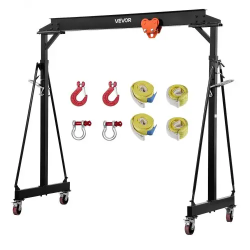 VEVOR mobiele portaalkraan met een hefvermogen van 2267,96 kg, in hoogte verstelbare stalen laadkraan van 255-375 cm, werkplaatskraan inclusief handtrolley en 360° zwenkwielen met remmen, laadkraan voor magazijn en werkplaats