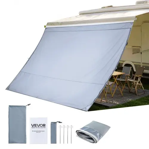 VEVOR zonnescherm (2 x 2,8 m) voor luifels (3 m), voorpaneel voor luifel met UV50+ bescherming, PU-hoes met ritssluiting en dubbelgestikt polyester gaasdoek, regenhoes voor campers, caravans en campers.