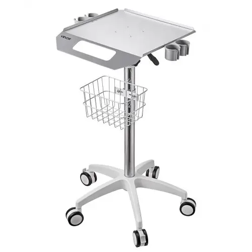 VEVOR Medische Trolley 30 kg Laboratoriumtrolley Medische Servicetrolley 915–1125 mm, voor Kliniek, Ziekenhuis, Laboratorium, Pneumatische Lift, In Hoogte Verstelbaar, Trolley met Opbergmand, 360° Zwenkwielen