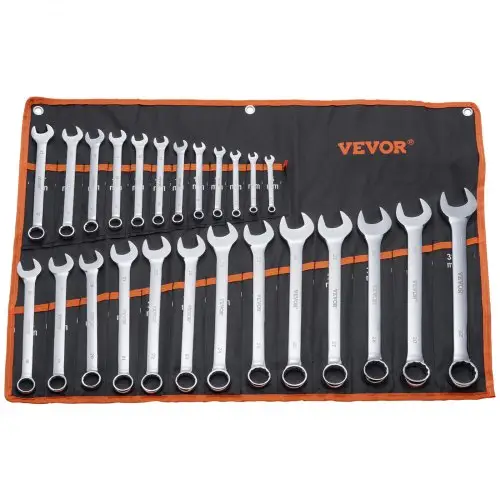 VEVOR-sleutelset 25-delige ratelsleutelset met roltas, koolstofstalen sleutelset metrisch 6 mm tot 32 mm, ideaal voor huishoudelijke autoreparaties werkplaats garage noodgevallen