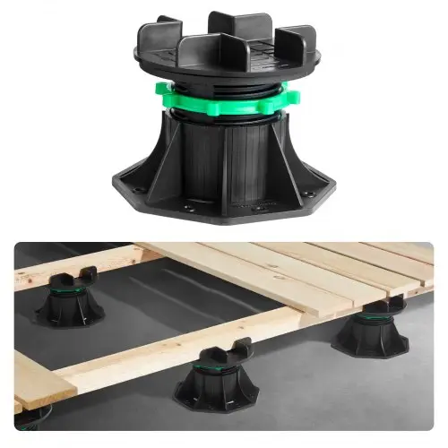 VEVOR-voetstukdrager, in hoogte verstelbaar van 90 tot 118 mm, 8 stuks terrasdragers, draagvermogen 997,90 kg, stelvoet, kunststof ondervloer, plaatdragerdrager voor hout, beton, metaal