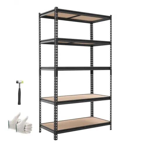 VEVOR zwaar uitgevoerde stellingkast 1025x517x1813mm, draagvermogen 1134kg, stalen frame opbergrek met 5 verstelbare MDF-planken, modulaire stellingkast te gebruiken als werkbank, flexibele metalen stellingkast voor kelder, garage, werkplaats