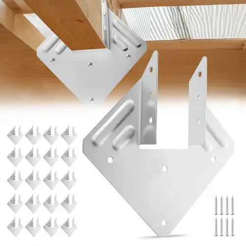 VEVOR Houtverbinder, Binnenmaat 40x21x63 mm, Balkverbinder van hoogwaardig staal met zwarte roestwerende coating, Paaldrager, Balkdrager voor dakbalkconstructies, 25 stuks