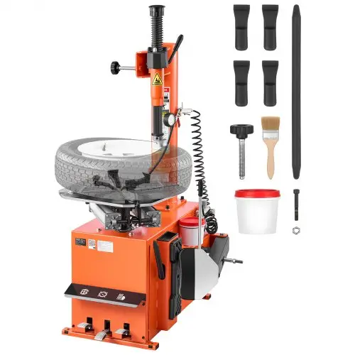 VEVOR 1100W elektrische bandenwisselaar, oranje, voor autoreparatiewerkplaatsen, extern klembereik 254–457 mm, intern klembereik 305–559 mm, maximale velgbreedte 12 inch, pedaalbediening