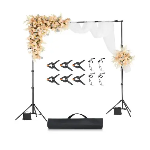 VEVOR Achtergrondstandaard Verstelbare Foto Achtergrondstandaard (Achtergronddoek: 260 x 300 cm), Draagbare Achtergrondstandaard met 2 Statieven, Schermstandaard voor Productfotografie Studiofotografie