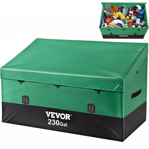 VEVOR Openlucht Opbergdoos, 1013L 147x86x108cm Dekdoos met Gegalvaniseerd Frame, Waterbestendig Luchtdoorlatend Dek Opbergdoos, PE Zeildoek Terras Opbergdoos, voor Kamperen Tuin Zwembad, Bruin & Blauw