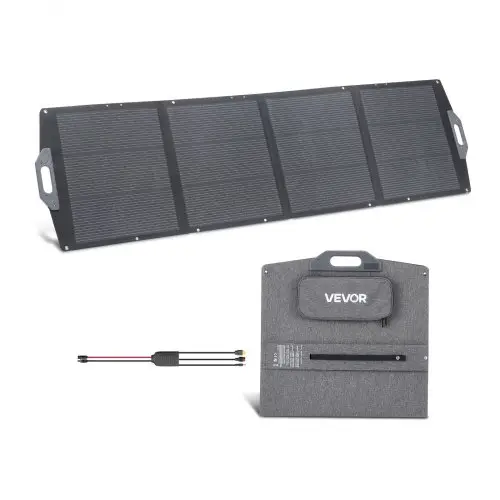 VEVOR 200W opvouwbaar zonnepaneel, draagbare zonnemodule met 24% rendement, IP67 waterdichte monokristallijne zonnecellen, mobiele zonneoplader met USB-A, Type-C en DC-poort voor kamperen en noodgevallen buitenshuis.