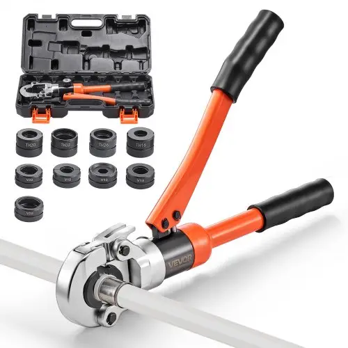 VEVOR Hydraulisch Persgereedschap, Multifunctioneel Persgereedschap met TH16, TH20, TH26, TH32 Bekken, Krimpgereedschap voor PEX & Aluminium-Kunststof Buizen en V12, V15, V18, V22, V28 Bekken voor RVS Buizen
