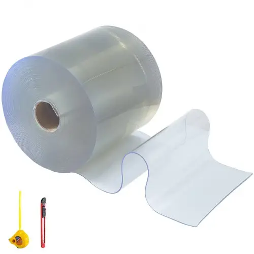 PVC Plastic Door Curtain 82'x11.8"x0.12" Isolating Effect supermarkets transparent