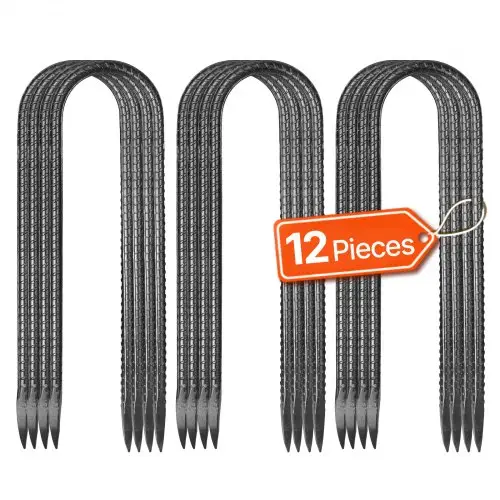 VEVOR grondankers, 254 x 55,88 mm, U-type met 8 mm diameter, gegalvaniseerde tentharingen, grondankers, grondpennen, haringen, voor tenten, luifels, kamperen, trampolines, bloemenstandaards (12 stuks)