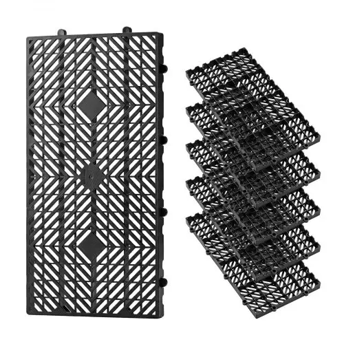 VEVOR 6x kunststof pallets 600x300x30 mm, stapelbare lichtgewicht pallets met een statisch draagvermogen van 1000 kg/m², industriële pallets met rasterstructuur en klikverbinding, basispallets voor magazijn, garage, supermarkt