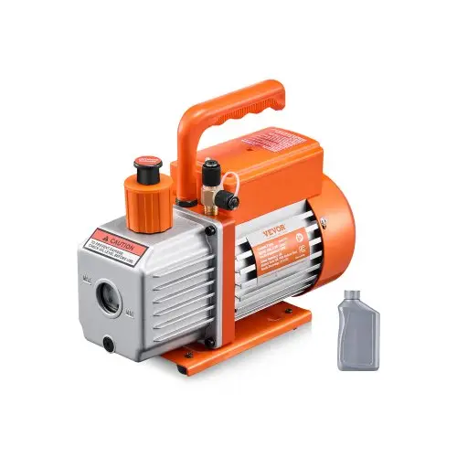 VEVOR vacuümpomp, 4 CFM, HVAC enkeltraps roterende schoepen vacuümpomp, voor R134a R22 R410a systemen, Auto AC vacuümpomp kit met oliefles, voor auto airconditioning onderhoud en hars ontgassing