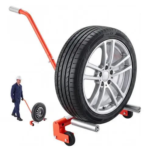 VEVOR Bandenmontagewagen, 300 kg draagvermogen, bandenmontagewagen van koolstofstaal voor werkplaatsen en privégarages, 3 breedte-instellingen, voor banden Ø 23,5–43,5 inch, 360° zwenkwielen, ergonomische handgreep