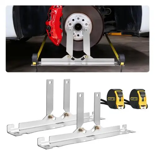 VEVOR Wieluitlijngereedschap, Asmeetgereedschap, 2 stuks. Hoogwaardige meetplaten van koolstofstaal met 2 meetlinten, nauwkeurig gereedschap voor autowielen, geschikt voor personenauto's, vrachtwagens, SUV's en andere voertuigen.