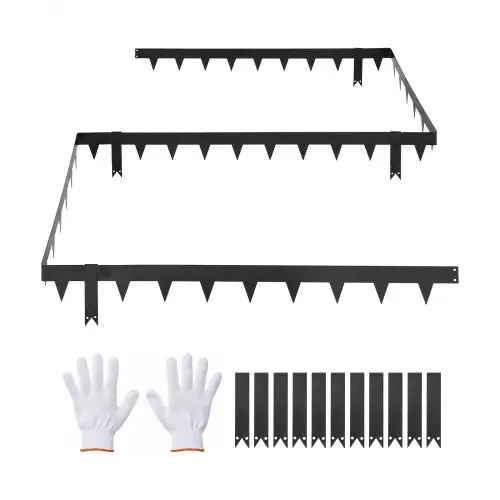 VEVOR Gazonrand, 10-delige set, 1016x114,3 mm, Bedrand met 11 bevestigingsclips, Gegalvaniseerde stalen bedrand, Gazonvellen, Maairand, Metalen palissade voor bloembedden en tuinpaden, Zwart