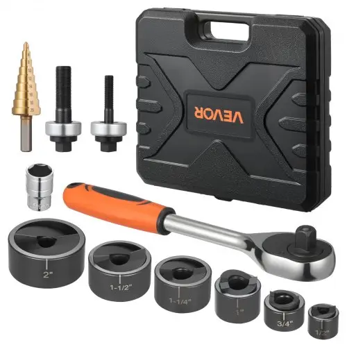VEVOR 12,7-50,8 mm SLUG-Buster ratelsleutelset, ratelsleutelset voor aluminium, zacht staal, glasvezel, kunststoffen, 6 matrijsmaten, 40Cr stalen gereedschapsset