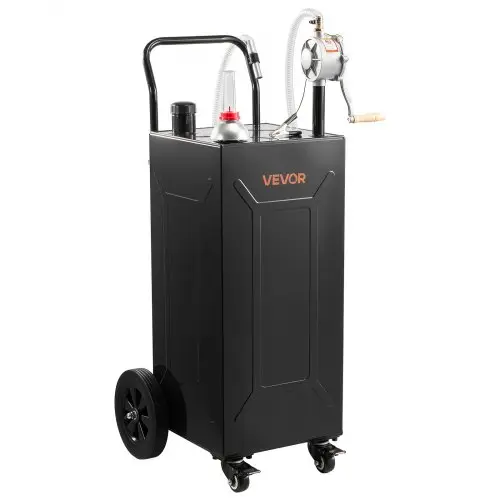VEVOR 132,5L Brandstoftrolley Mobiel Tanksysteem met Handpomp Zwart, Draagbare Brandstoftank voor Auto Grasmaaier Boot ATV, Met 4 Wielen & Oliepeilindicator, Voor Benzine & Diesel, Koolstofstaal