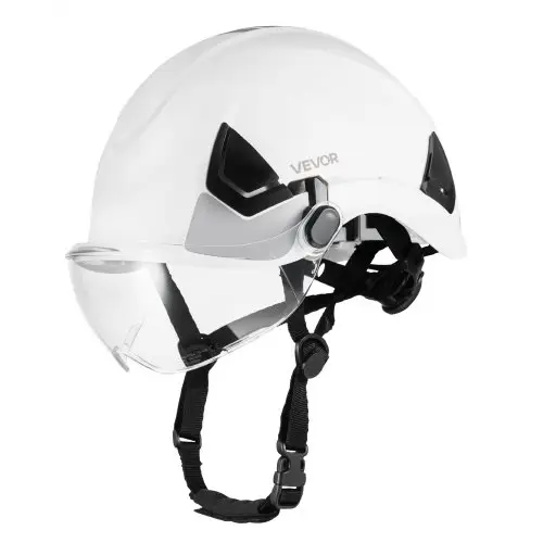 VEVOR Veiligheidshelm ANSI/ISEA Z89.1 goedgekeurd met vizier en 6-punts ratelbevestiging, verstelbare industriële helm, geventileerde bouwhelm, werkhelm voor industriële bouw, werkkleding