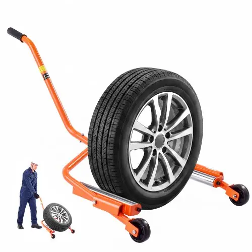 VEVOR Bandenwagen, 204 kg draagvermogen, bandenmontagewagen van koolstofstaal voor werkplaatsen en garages, geschikt voor banden met een diameter van 23,5–43,5 inch, 360° zwenkwielen, verlengde en gebruiksvriendelijke handgreep