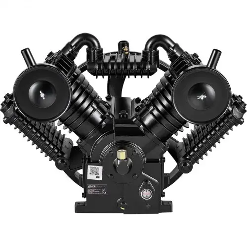 VEVOR luchtcompressorpompkop 10 pk 12 bar persluchtunit 4 cilinders, compressorunit voor werkplaats en garage, gietijzeren vervangingskop, tweetraps, 850 l/min luchtdebiet, met poelie