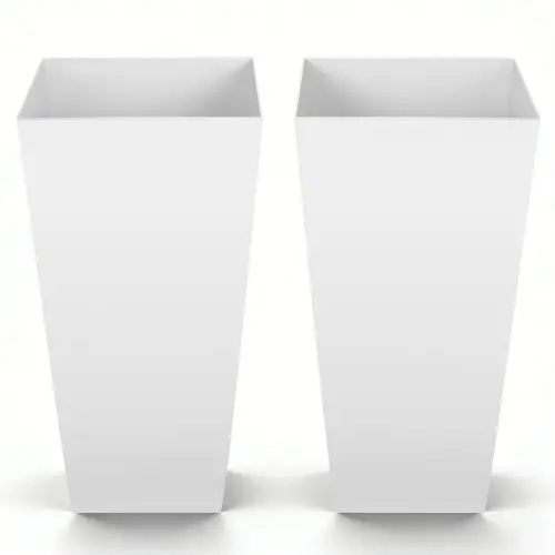 VEVOR Bloempot 325x325x665 mm 2-delige set, bloempot, plantenbak, PP plantenbak met binnenpot en drainagegaten, geschikt voor kamer- en tuinplanten, wit