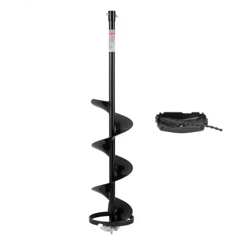VEVOR grondboor, 203 mm diameter, 950 cm lengte, spiraalboor, voor ijsvissen, compatibel met elektrische/benzine-aangedreven grondboren, koudebestendig, stalen constructie, met bladbescherming