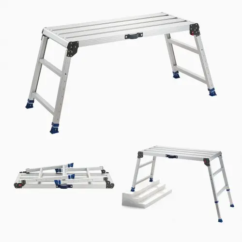 VEVOR werkplatform 1016x457mm, opvouwbaar aluminium werkplatform met een draagvermogen van 226,8 kg, in hoogte verstelbare loopbrug van 584-876mm met veiligheidsvergrendeling, draagbare trap voor thuis en werkplaats
