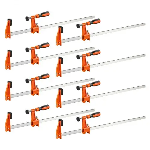 VEVOR schroefklemmen, 8 stuks, 60,96 cm openingsbreedte, F-klemmen, 272 kg klemkracht met kunststof kussen en zelfvergrendelingsmechanisme, gietijzer en koolstofstaal, voor hout- en metaalbewerking