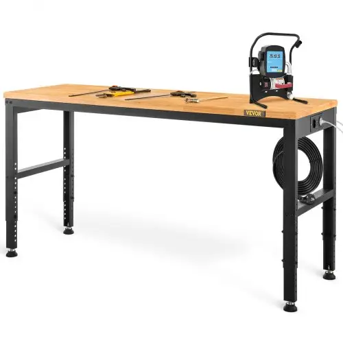 VEVOR in hoogte verstelbare werkbank 135 x 46 x 72 - 97 cm met klemtafel, draagvermogen 900 kg, bruine opklapbare gereedschapsbank van koudgewalst staal, multifunctionele werktafel voor magazijn en kantoor