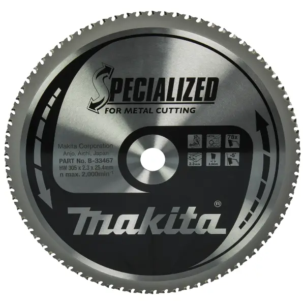 Makita 305 x 25,4 mm 78-tands Afkortzaagblad Dun staal | Specialized - B-33467