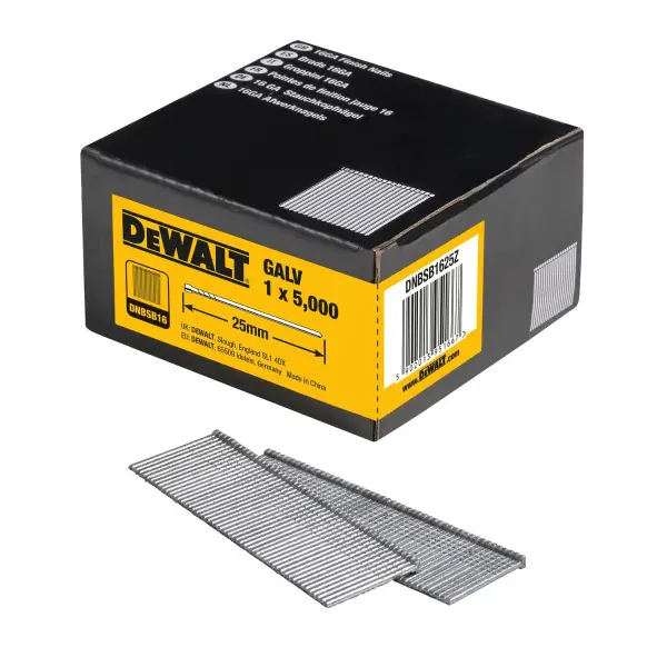 DeWALT 1.5x25mm 16 Gauge GAL Spijkers (5000 stuks) - DNBSB1625Z