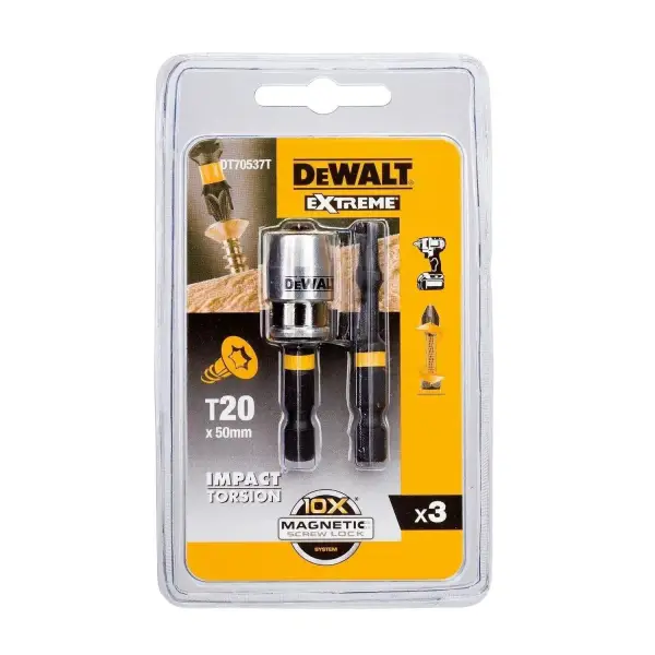 DeWALT T20 50mm Impact Torsion Schroefbits + MagLock bithouder - Extreme - DT70537T