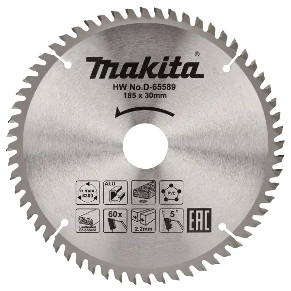 Makita Ø 185mm Asgat 30mm 60T Cirkelzaagblad voor Multimaterial | Standaard - D-65589