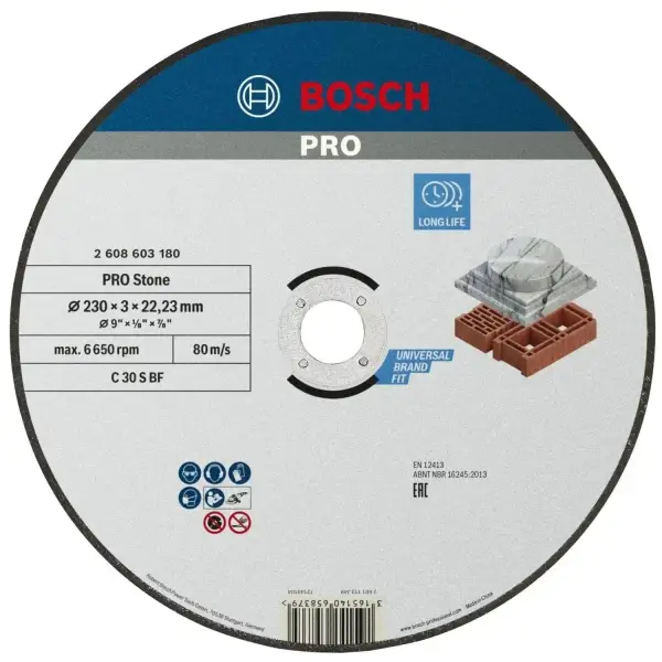 Bosch 230x22,23mm Doorslijpschijf PRO Stone (1 stuk) - Professional - 2608603180