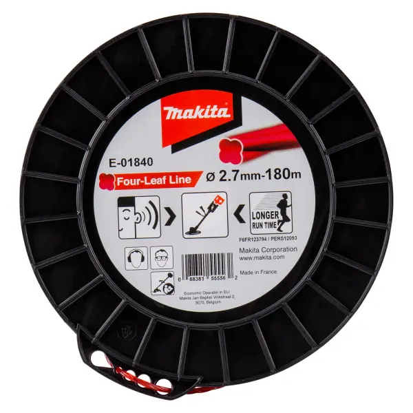 Makita 2,7x180 Klaverbladvormig maaidraad meter rood - E-01840