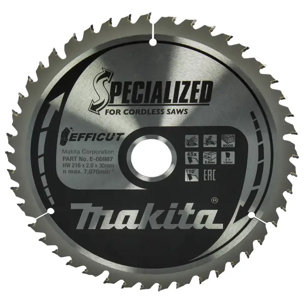 Makita 216 x 30 mm 45-tands Afkortzaagblad Hout | Efficut - E-06987