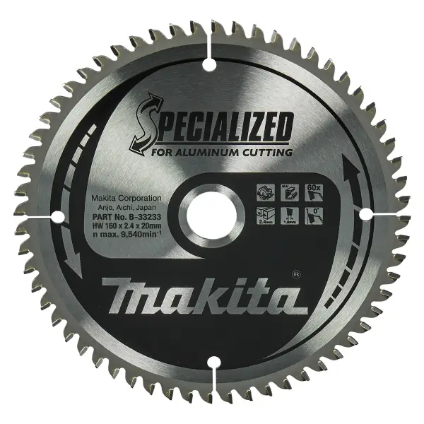 Makita 160 x 20 mm 60-tands Cirkelzaagblad Aluminium | Specialized - B-33233