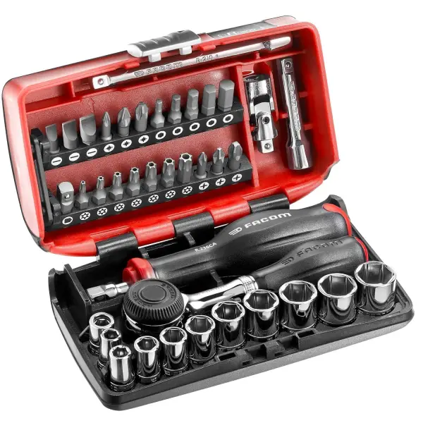 Facom Ultra Compacte Doppenset 1/4" 6-kant met Ratel R.360 - R.360NANOPB