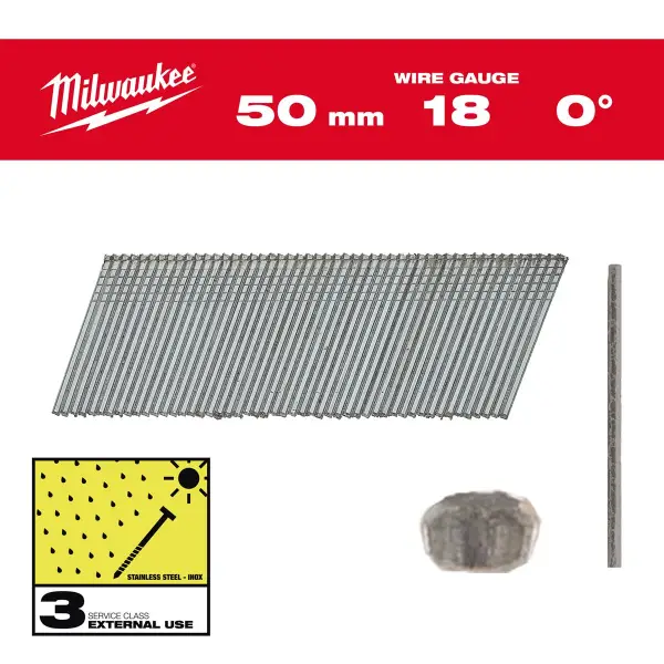 Milwaukee 50mm 18 Ga Brads | RVS | (5000 stuks) - 4932492564